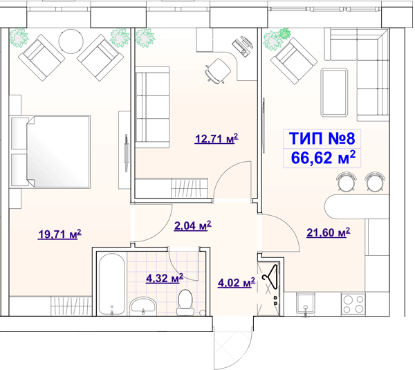 2-кімнатна 66.62 м² в ЖК BARVY від 21 750 грн/м², Дніпро