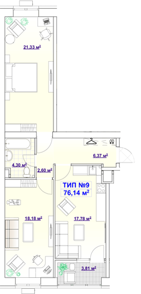 2-кімнатна 76.14 м² в ЖК BARVY від 21 750 грн/м², Дніпро