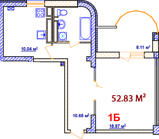 1-кімнатна 52.83 м² в ЖК Комфорт від 14 000 грн/м², Вінниця