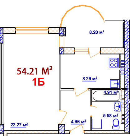 1-комнатная 54.21 м² в ЖК Комфорт от 14 000 грн/м², Винница