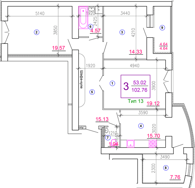 3-кімнатна 102.76 м² в ЖМ Поділля від 18 400 грн/м², Вінниця