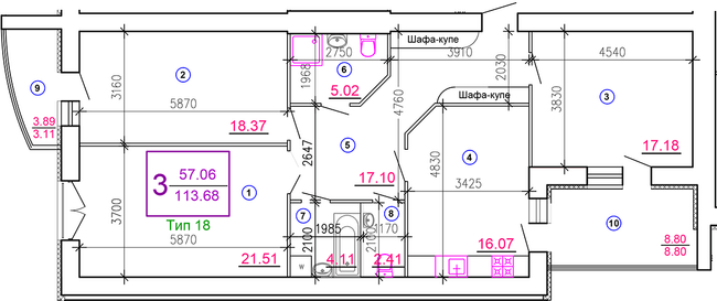 3-комнатная 113.68 м² в ЖМ Подолье от 22 050 грн/м², Винница