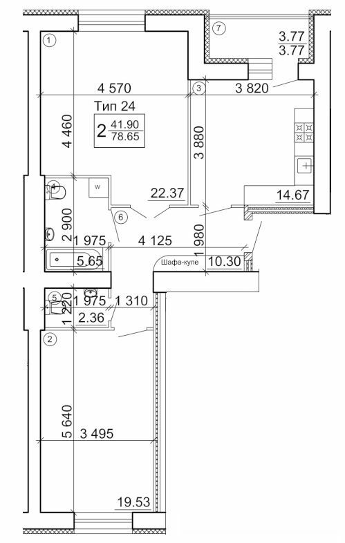 2-кімнатна 78.65 м² в Мкрн Академічний від 18 500 грн/м², Вінниця