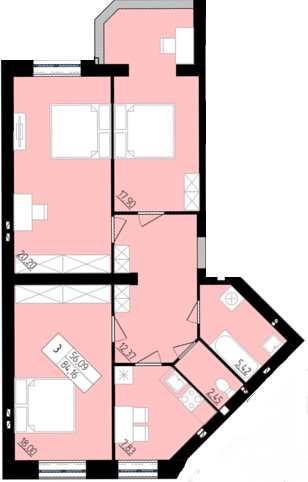 3-комнатная 84.16 м² в ЖК София от 15 750 грн/м², с. Агрономичное