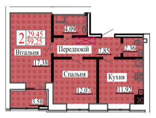 2-комнатная 59.25 м² в ЖК Барселона от 15 700 грн/м², г. Ковель