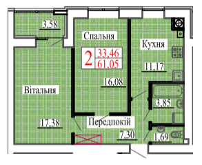 2-кімнатна 61.05 м² в ЖК Барселона від 15 700 грн/м², м. Ковель