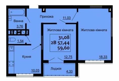 2-кімнатна 59.6 м² в ЖК Варшавський від 14 100 грн/м², м. Ковель