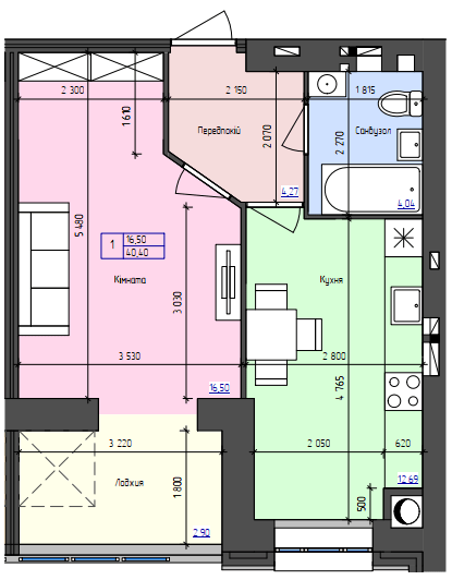 1-кімнатна 40.4 м² в ЖК Атлант від 15 800 грн/м², Луцьк