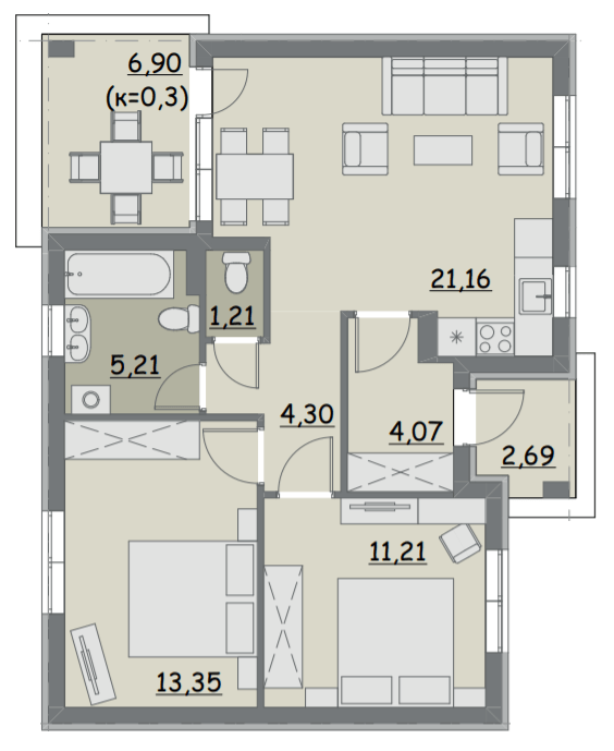 Коттедж 63.4 м² в КП Счастливый Хуторок от 22 397 грн/м², с. Гнедин