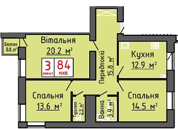 3-комнатная 84 м² в ЖК Триумф от 17 500 грн/м², Луцк