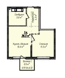 1-комнатная 36.5 м² в ЖК Скай Сити Плюс от 20 850 грн/м², Одесса