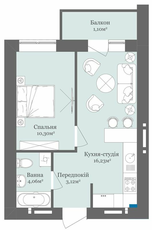 1-кімнатна 34.81 м² в ЖК West Towers від 20 250 грн/м², Ужгород