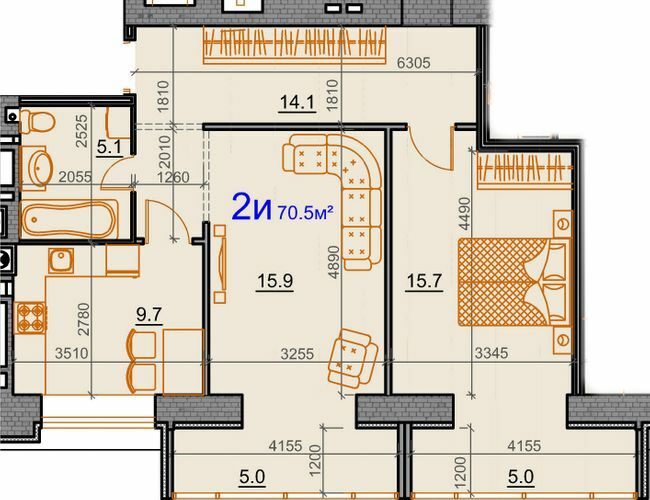 2-кімнатна 70.5 м² в ЖК Курортний від 25 870 грн/м², Миколаїв