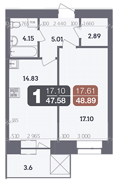 1-кімнатна 47.58 м² в ЖК Стандарт від 23 000 грн/м², Полтава