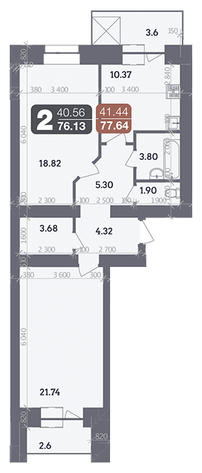 2-кімнатна 76.13 м² в ЖК Стандарт від 22 600 грн/м², Полтава