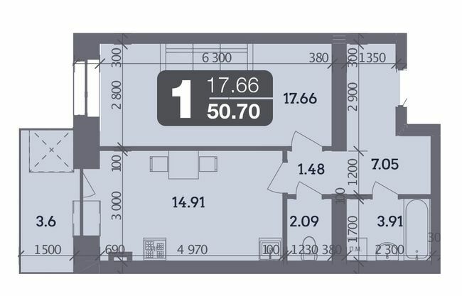 1-комнатная 50.7 м² в ЖК Стандарт от 23 800 грн/м², Полтава