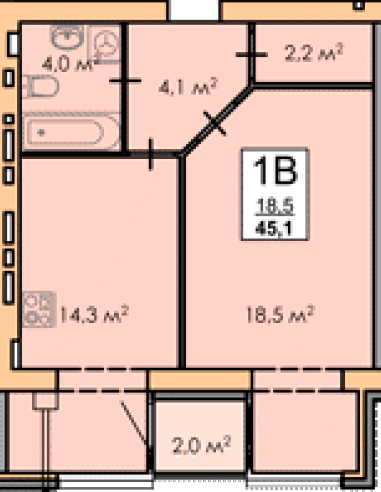 1-кімнатна 45.1 м² в ЖК Andorra від 16 000 грн/м², Черкаси