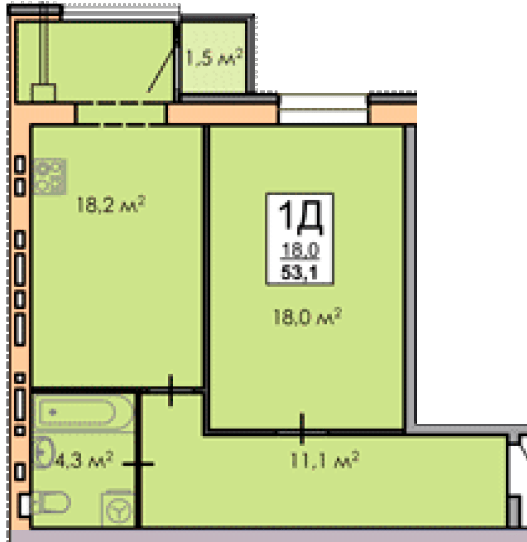 1-кімнатна 53.1 м² в ЖК Andorra від 16 000 грн/м², Черкаси