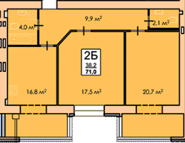 2-кімнатна 71 м² в ЖК Andorra від 15 500 грн/м², Черкаси