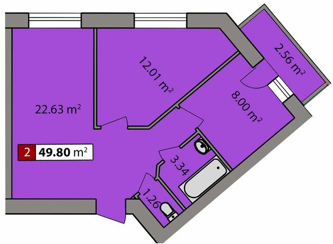 2-кімнатна 49.8 м² в ЖК Парковий квартал від 16 450 грн/м², Черкаси