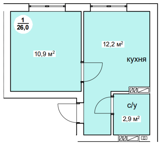 1-кімнатна 26 м² в ЖК Нова Данія від 22 500 грн/м², с. Софіївська Борщагівка