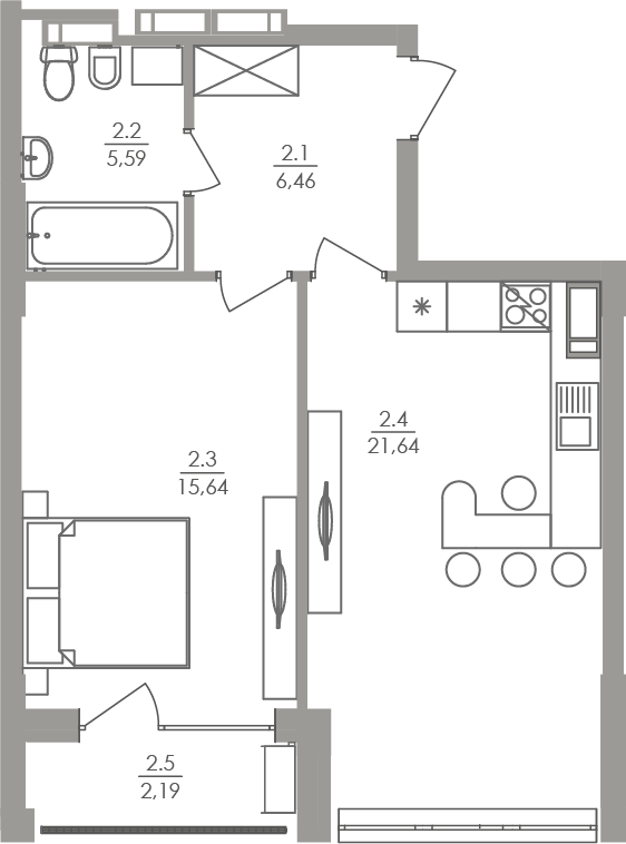 1-комнатная 51.52 м² в ЖК Greenville на Печерске от 70 100 грн/м², Киев