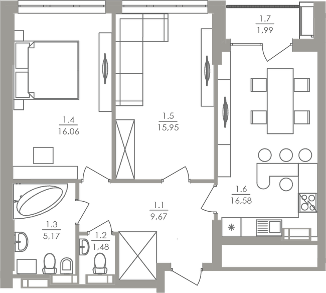 2-кімнатна 66.9 м² в ЖК Greenville на Печерську від 68 250 грн/м², Київ