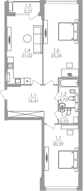 2-комнатная 92.57 м² в ЖК Greenville на Печерске от 68 250 грн/м², Киев