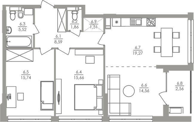 3-комнатная 85.27 м² в ЖК Greenville на Печерске от 49 000 грн/м², Киев