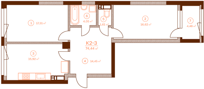 2-кімнатна 74.44 м² в ЖК Stanford від 52 850 грн/м², Київ