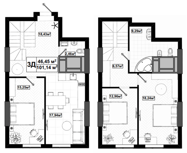 Двухуровневая 101.14 м² в ЖК UNO City House от 37 300 грн/м², Киев