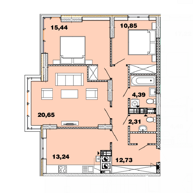 3-комнатная 80.95 м² в ЖК Crystal Avenue от 28 000 грн/м², с. Петропавловская Борщаговка