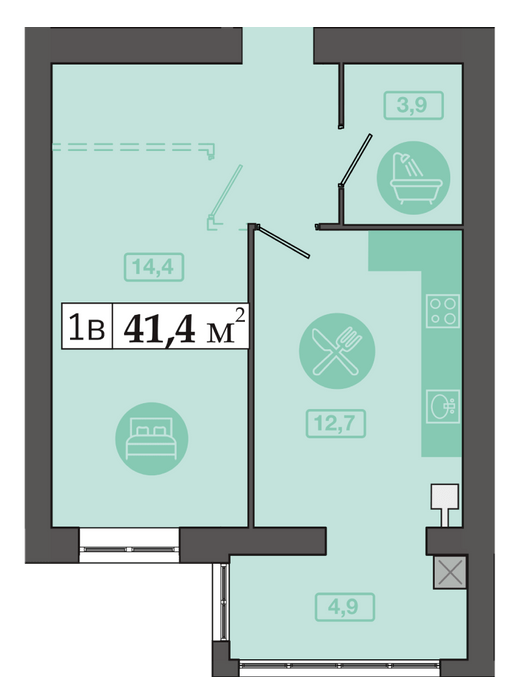 1-комнатная 41.4 м² в ЖК Счастливый в Днепре от 20 300 грн/м², Днепр