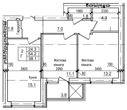 2-кімнатна 58.1 м² в ЖК Петрівське містечко від 14 850 грн/м², с. Святопетрівське