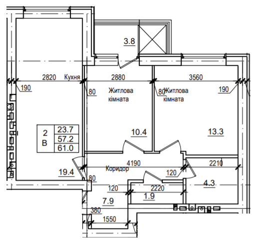 2-комнатная 61 м² в ЖК Петровский городок от 14 850 грн/м², с. Святопетровское