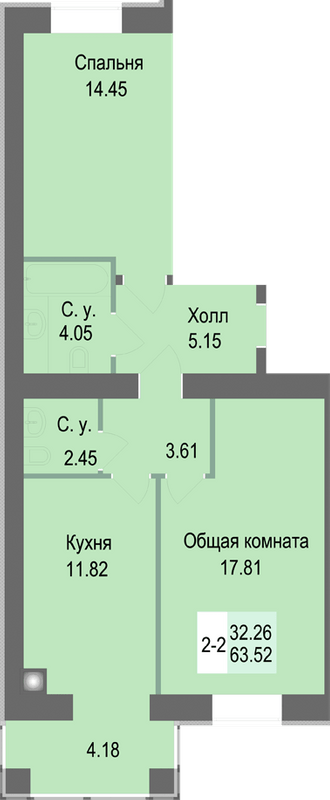 2-кімнатна 63.52 м² в ЖК Софіївська сфера від 26 500 грн/м², с. Софіївська Борщагівка