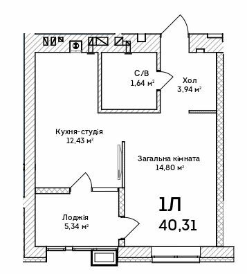 1-кімнатна 40.31 м² в ЖК Grand Country Irpin від 19 000 грн/м², м. Ірпінь