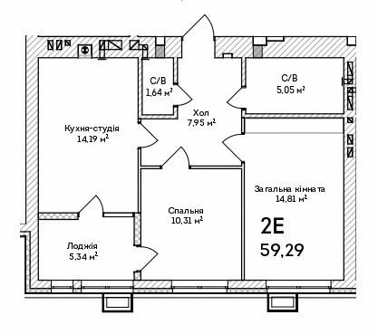 2-комнатная 59.29 м² в ЖК Grand Country Irpin от 19 350 грн/м², г. Ирпень