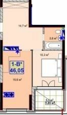 1-комнатная 46.05 м² в ЖК Sky-2 от 24 350 грн/м², г. Ирпень