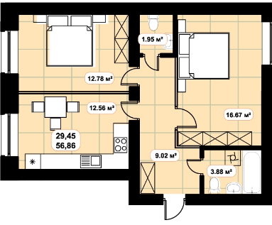 2-кімнатна 60 м² в ЖК Баск&Вілль від 16 600 грн/м², м. Ірпінь