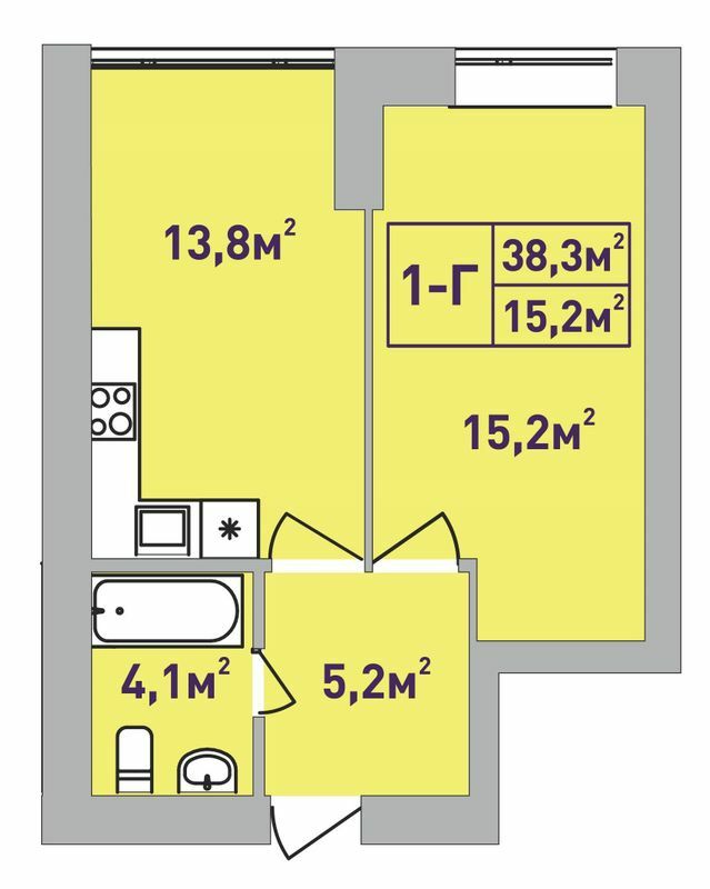 1-кімнатна 38.3 м² в ЖК Центральний-Преміум від 22 200 грн/м², м. Ірпінь