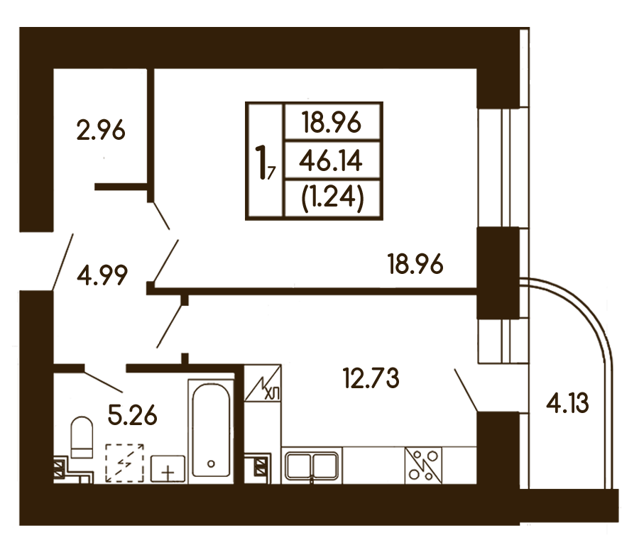 1-кімнатна 45.64 м² в ЖК Чайка від 21 000 грн/м², с. Чайки