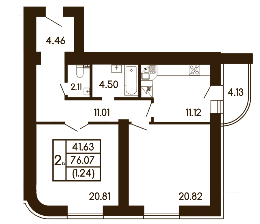 2-кімнатна 76.07 м² в ЖК Чайка від 22 000 грн/м², с. Чайки