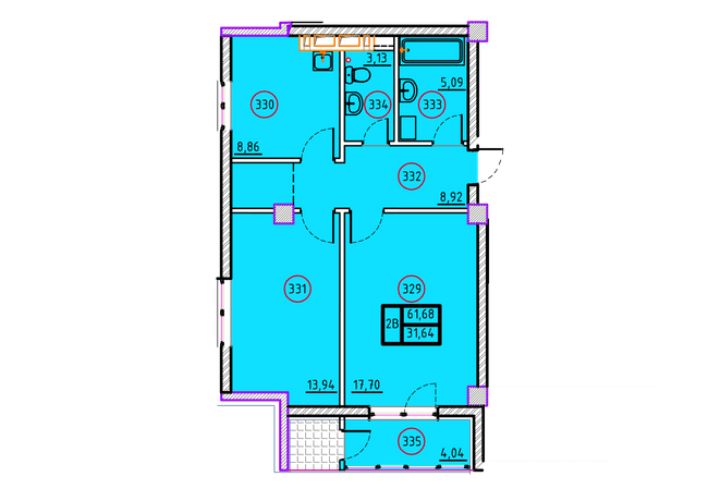 2-кімнатна 61.69 м² в ЖК Дипломат від 45 400 грн/м², Харків