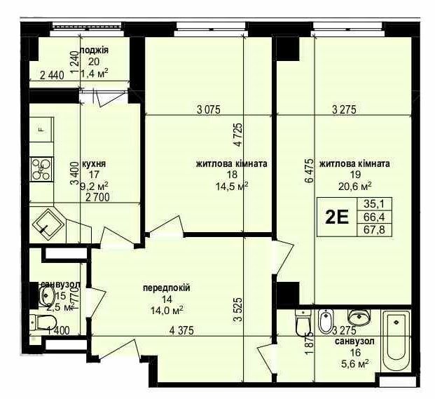 2-комнатная 67.8 м² в ЖК Манхэттен от 26 850 грн/м², Харьков