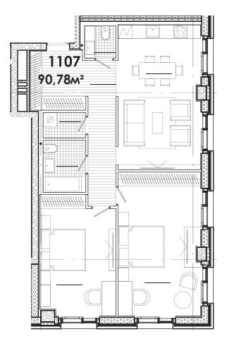2-комнатная 90.78 м² в МФК Ermolaev Center от 47 800 грн/м², Днепр