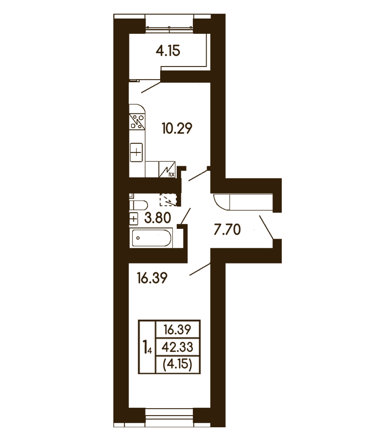 1-кімнатна 42.33 м² в ЖК Чайка від 21 500 грн/м², с. Чайки