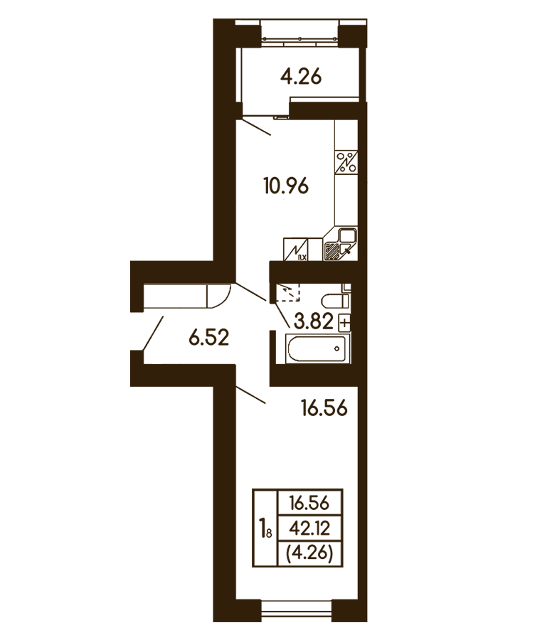 1-кімнатна 42.12 м² в ЖК Чайка від 21 500 грн/м², с. Чайки