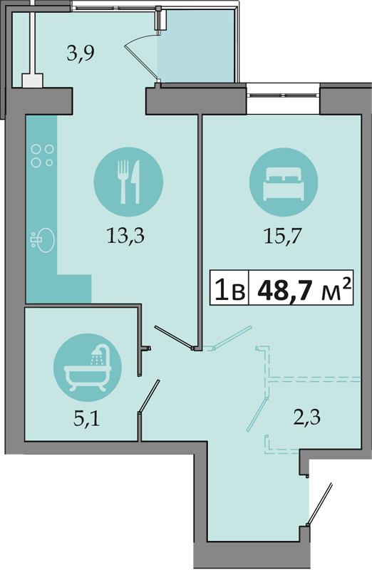 1-кімнатна 48.7 м² в ЖК Дніпровська Брама 2 від 15 900 грн/м², смт Слобожанське