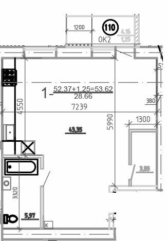 1-комнатная 53.62 м² в ЖК Слобожанская Слобода от 21 000 грн/м², пгт Слобожанское